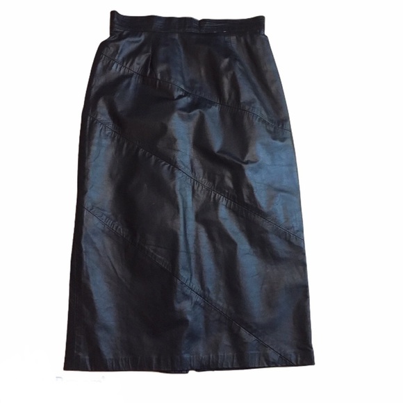 Vintage Long Black Leather Pencil Skirt Leathercraft Process, USA 90s y2k - Picture 1 of 9